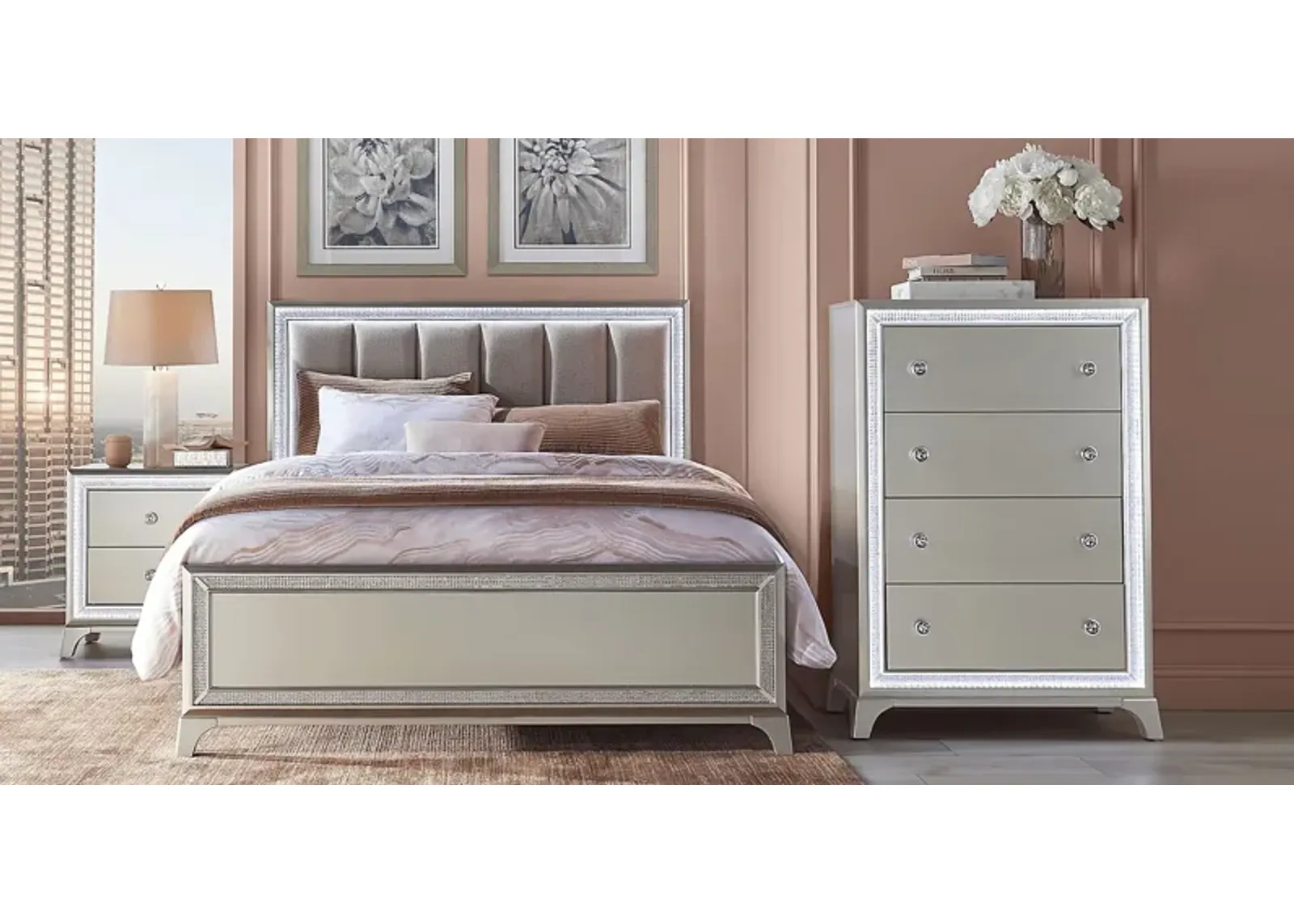 Avery Silver 5 Pc King Bedroom