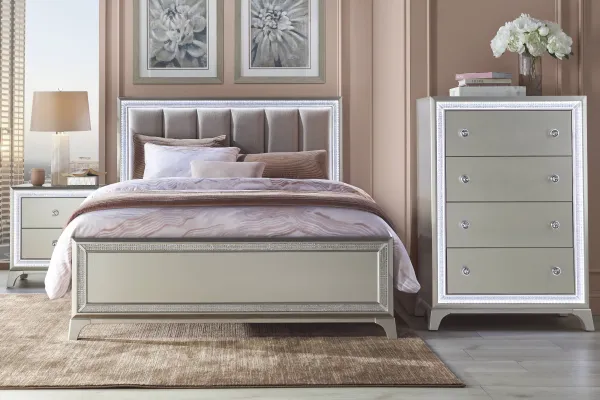 Avery Silver 5 Pc King Bedroom