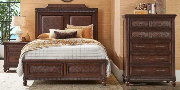 West Indies Brown 5 Pc King Panel Bedroom