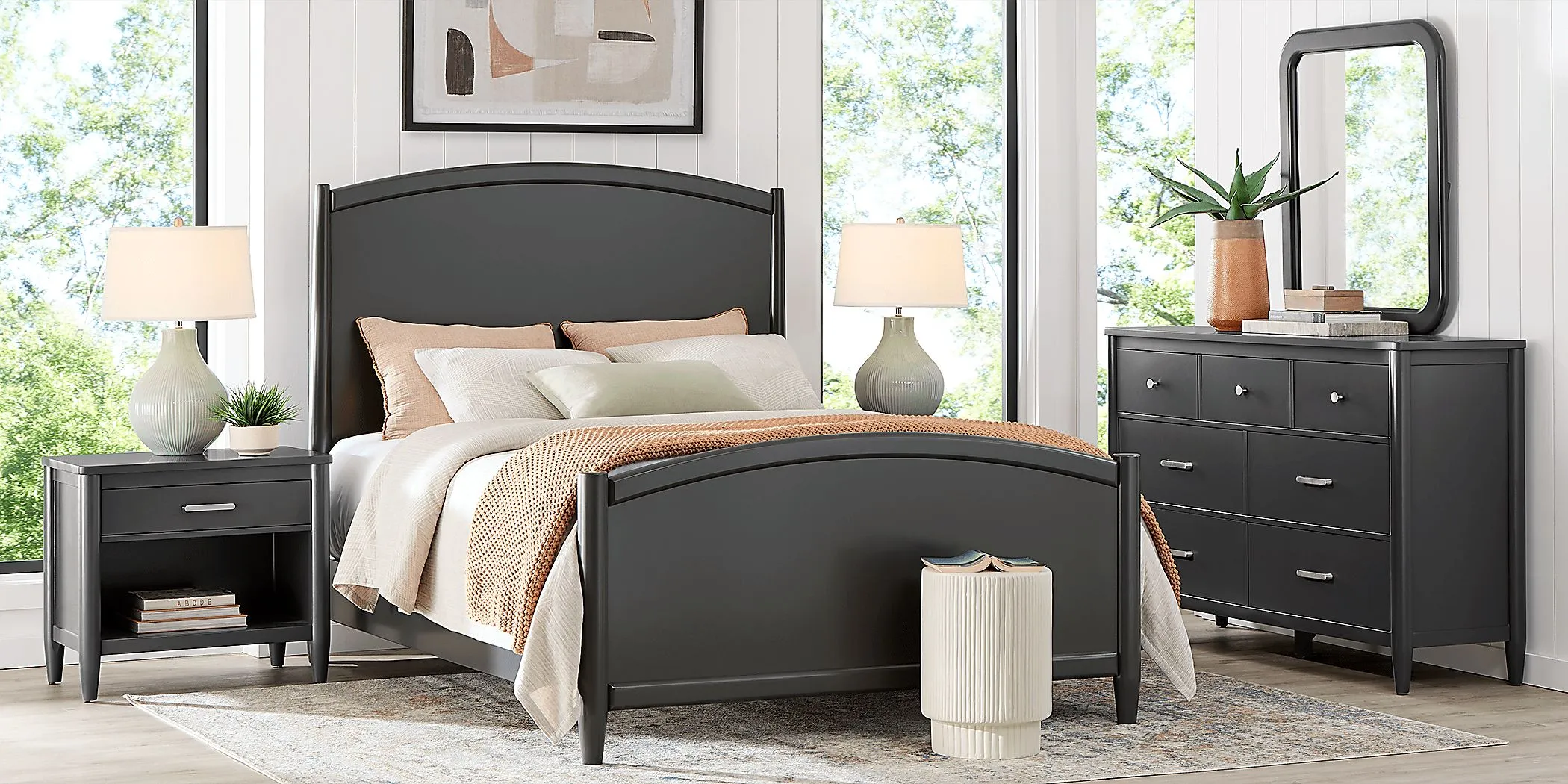 Modern Villa Iron Ore 5 Pc Queen Panel Bedroom