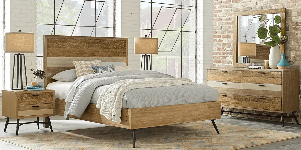 Midtown Loft Natural 5 Pc Queen Panel Bedroom