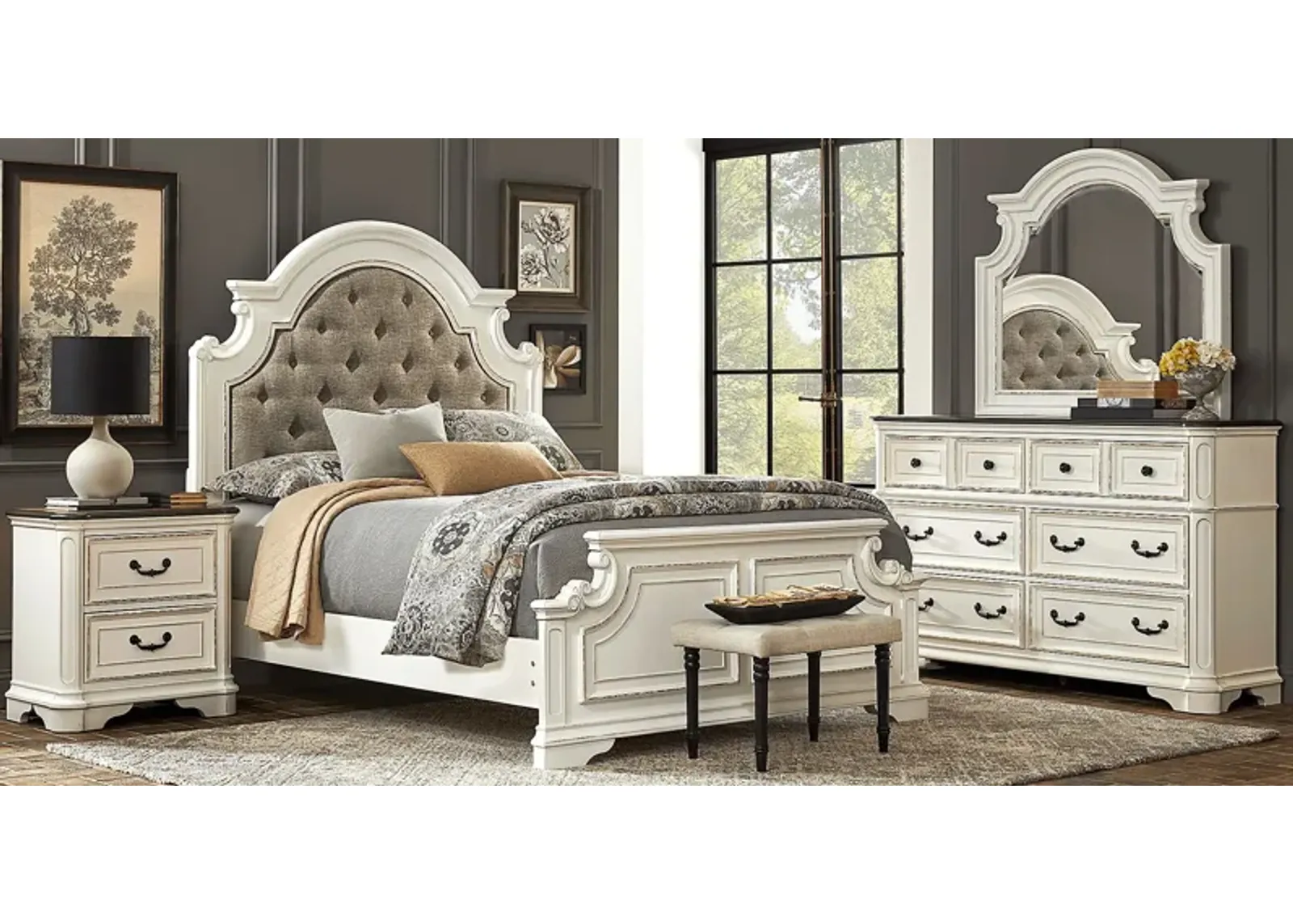 Marien Park White 5 Pc Queen Upholstered Bedroom