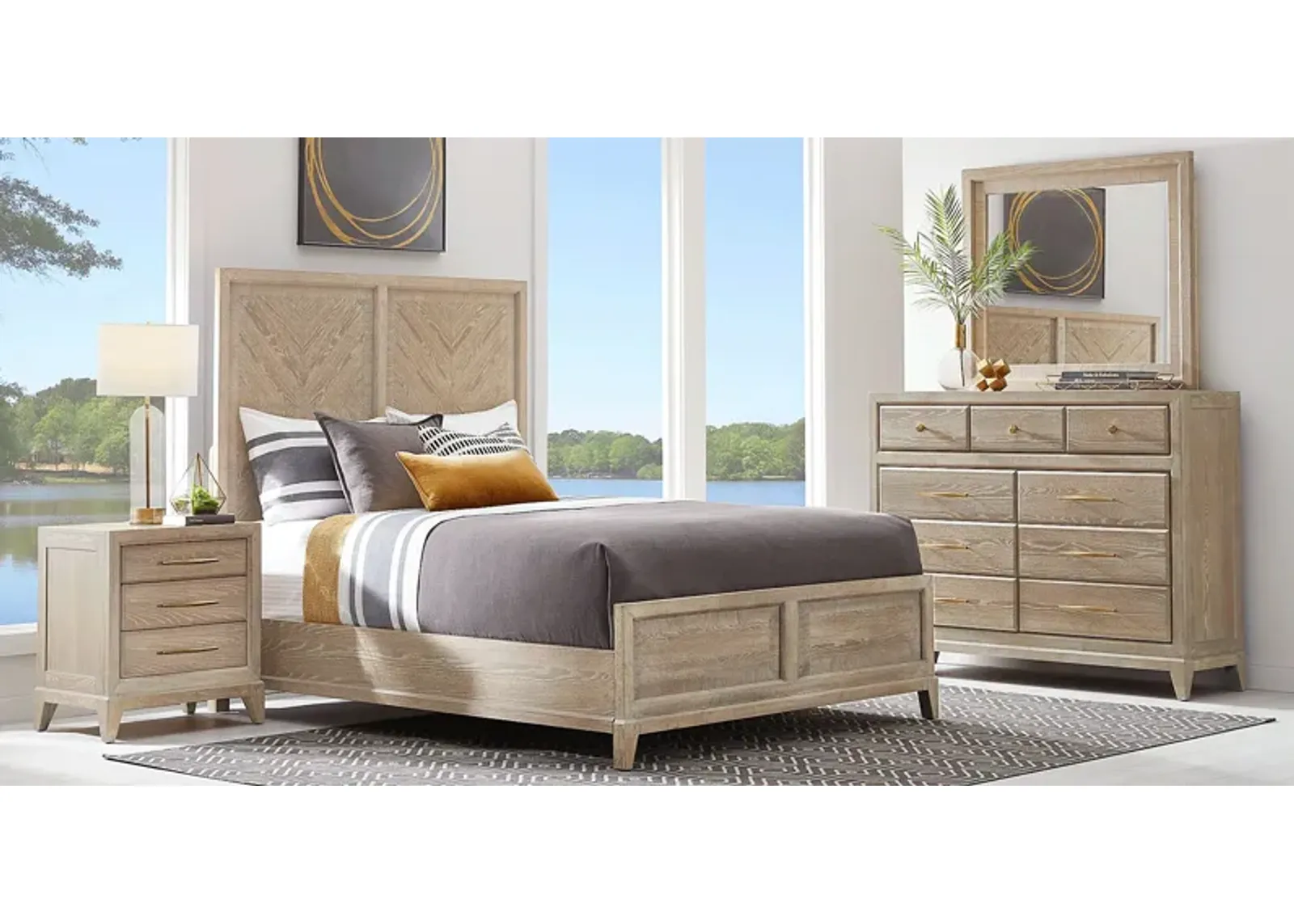 Kailey Park Light Oak 5 Pc Queen Panel Bedroom