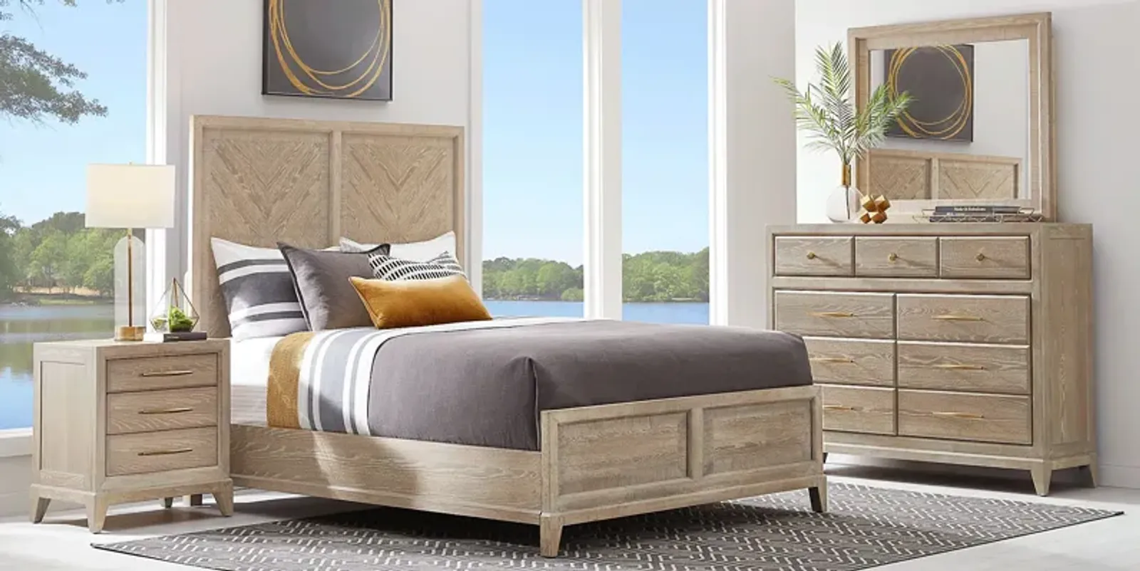 Kailey Park Light Oak 5 Pc Queen Panel Bedroom