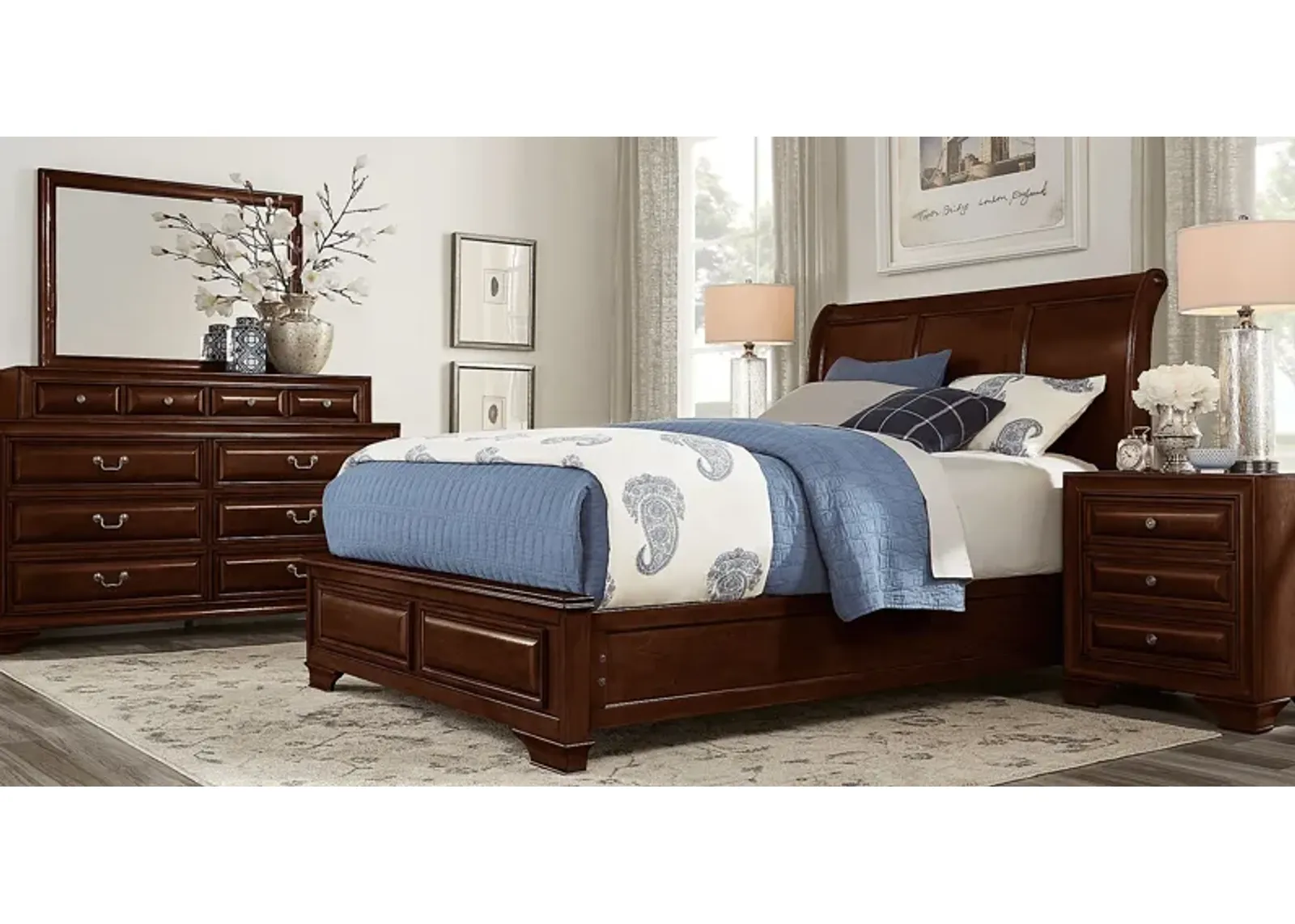 Mill Valley II Cherry 5 Pc Queen Sleigh Bedroom