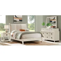 Jetty Beach White 5 Pc Queen Upholstered Bedroom