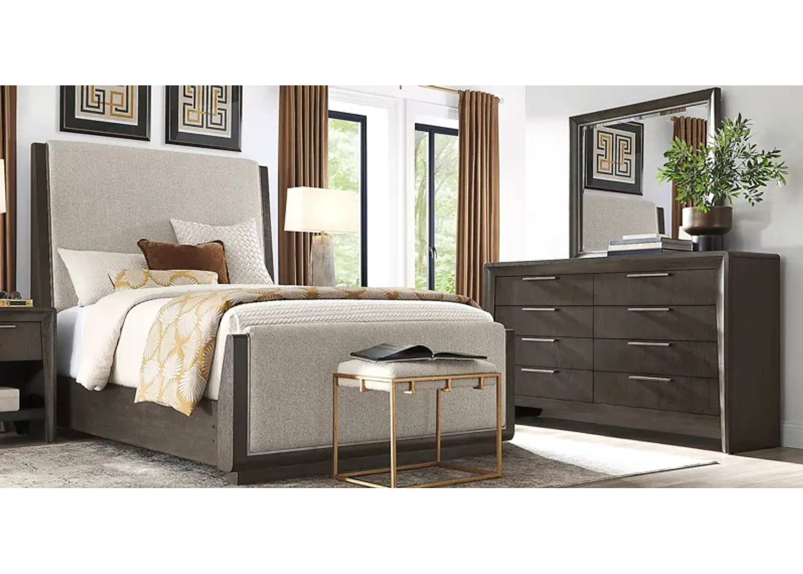 Fairfax Gray 5 Pc Queen Upholstered Bedroom