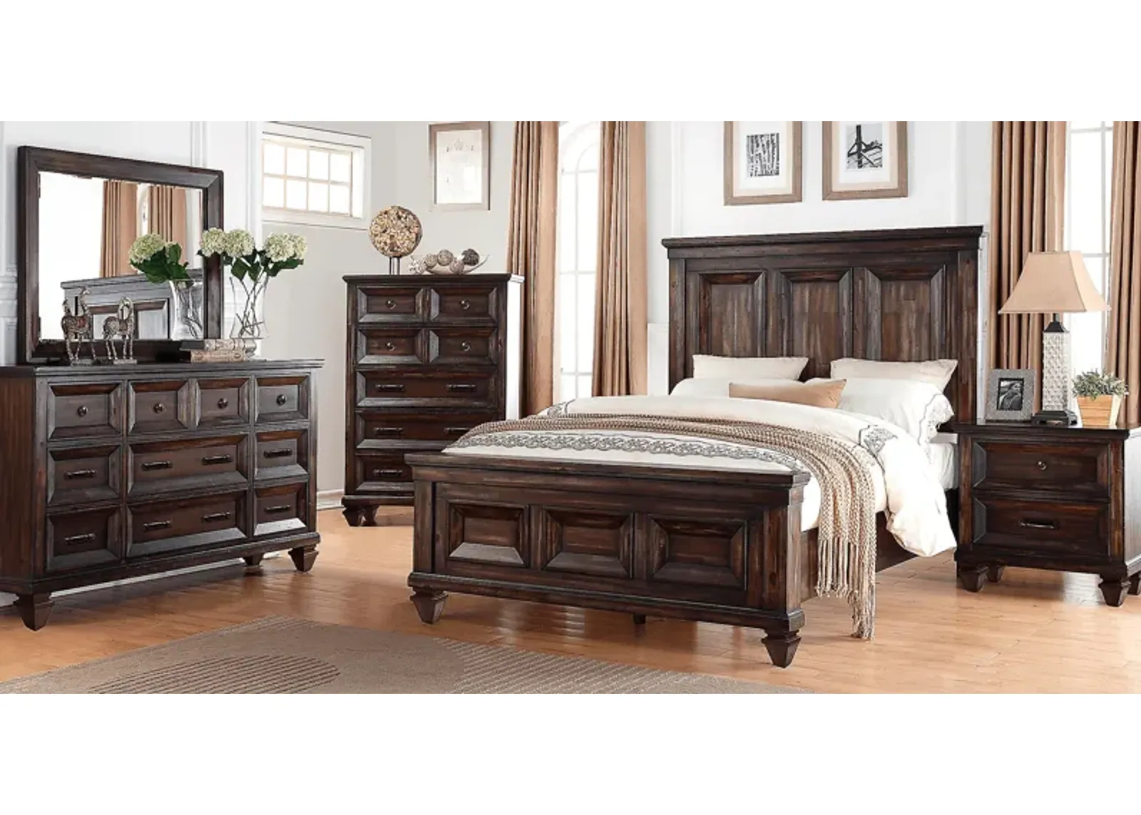 Bridgewood Walnut 5 Pc Queen Panel Bedroom