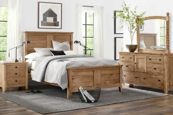 Hargrove Light Oak 5 Pc Queen Panel Bedroom