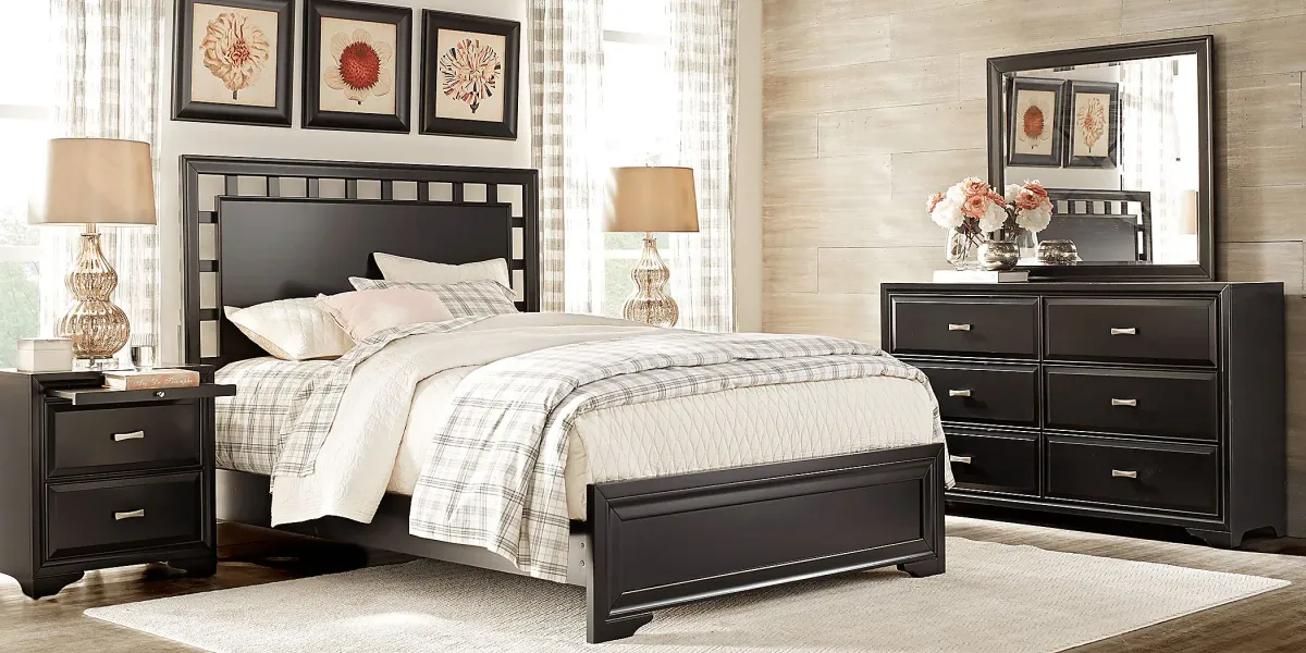 Belcourt Black 5 Pc Queen Lattice Bedroom