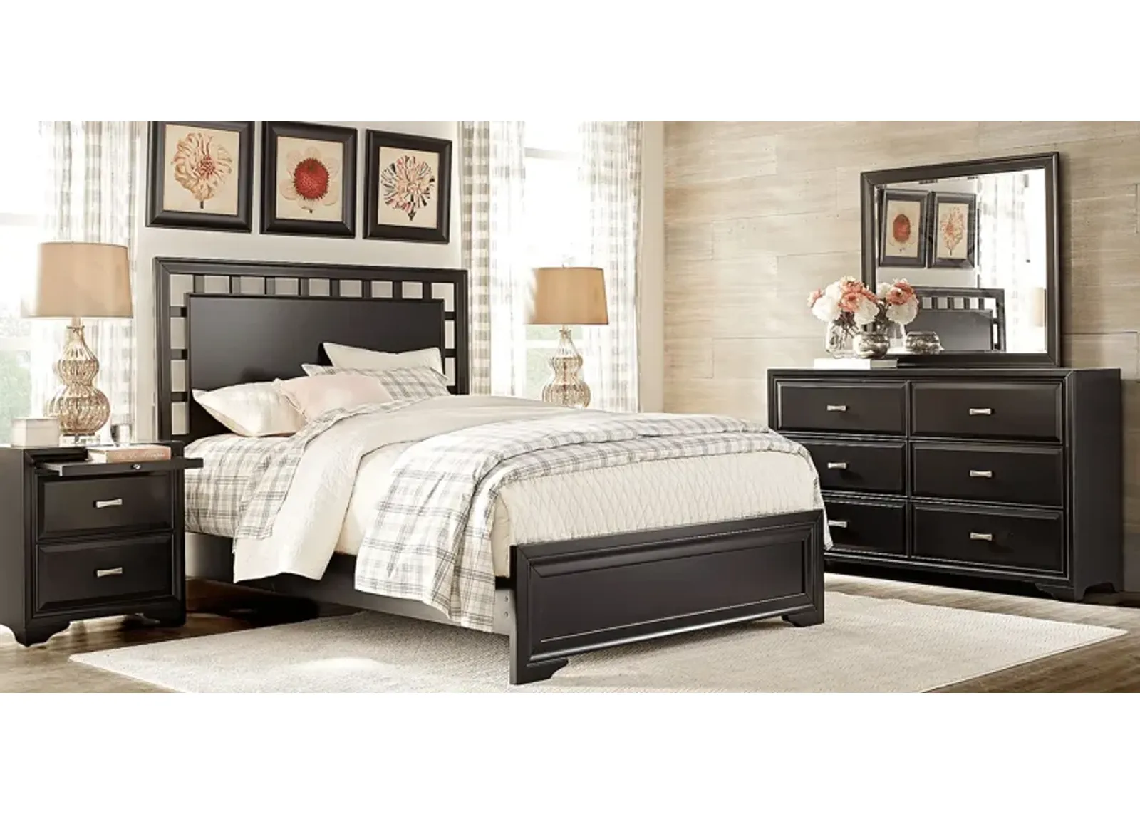 Belcourt Black 5 Pc Queen Lattice Bedroom