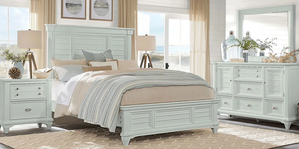 Hilton Head Mint 5 Pc Queen Panel Bedroom