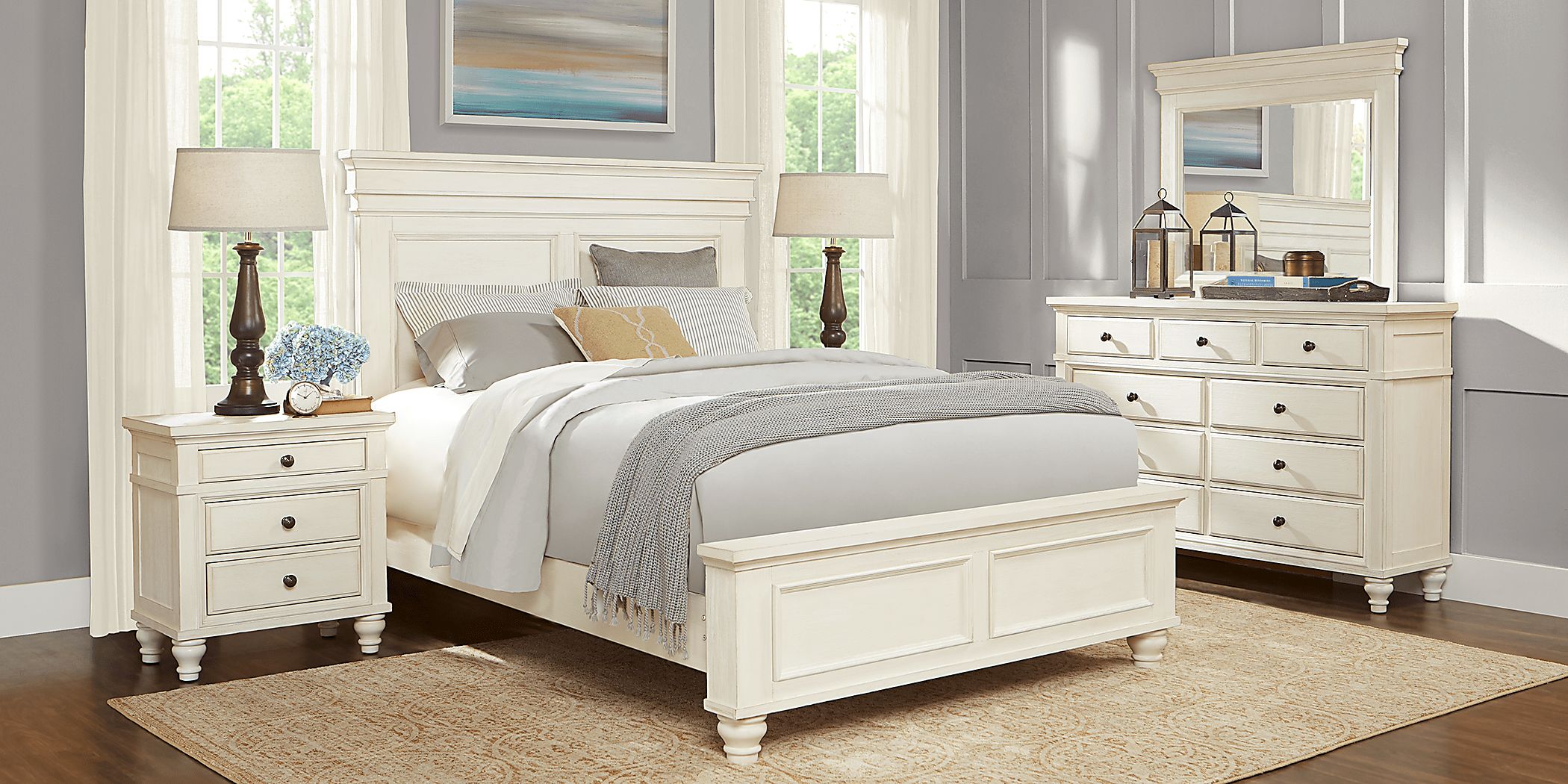 Lake Town Off-White 5 Pc Queen Panel Bedroom