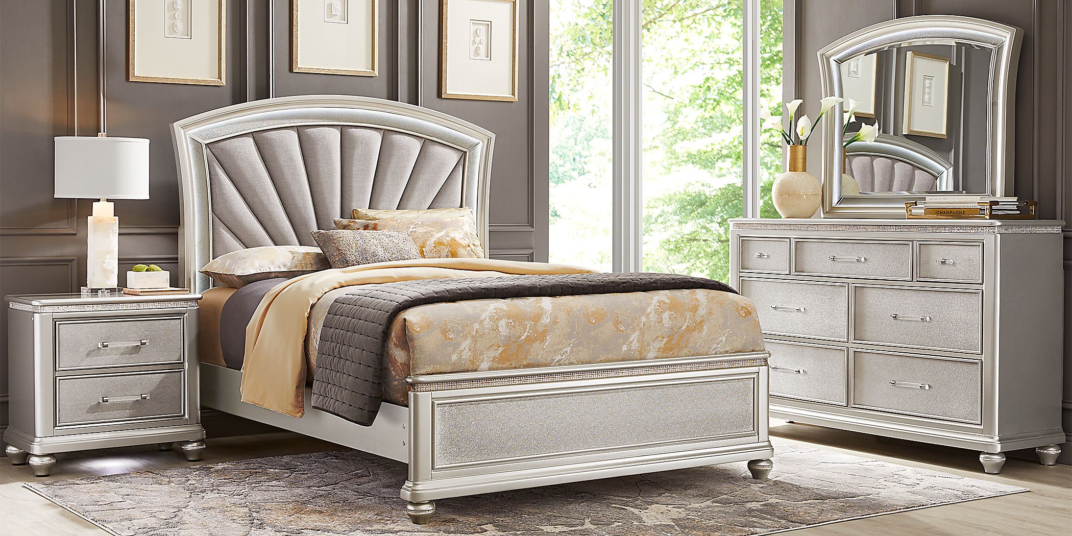 Starlet Lane Silver 5 Pc Queen Bedroom