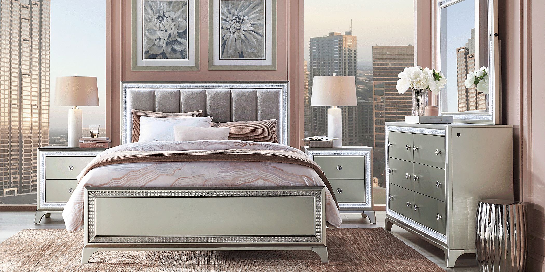 Avery Silver 5 Pc Queen Bedroom