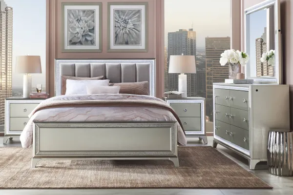 Avery Silver 5 Pc Queen Bedroom