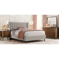 Devon Loft Walnut 5 Pc Bedroom with Nanton Park Gray Queen Upholstered Bed