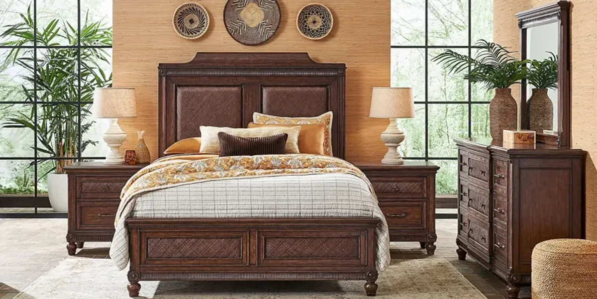 West Indies Brown 5 Pc Queen Panel Bedroom