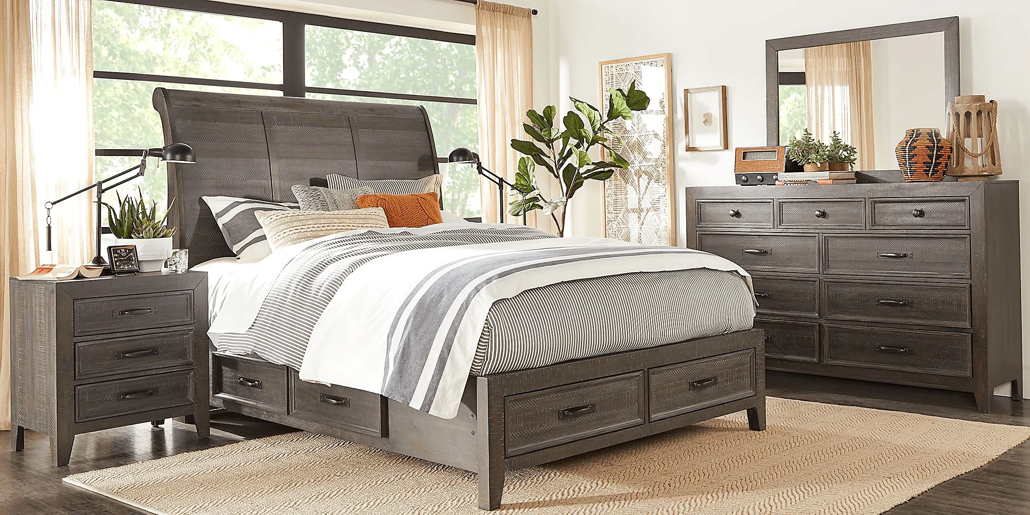 Crestwood Creek Gray 7 Pc King Panel Bedroom - Rooms To Go