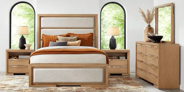 Alpine Lake Light Oak 5 Pc Queen Upholstered Bedroom