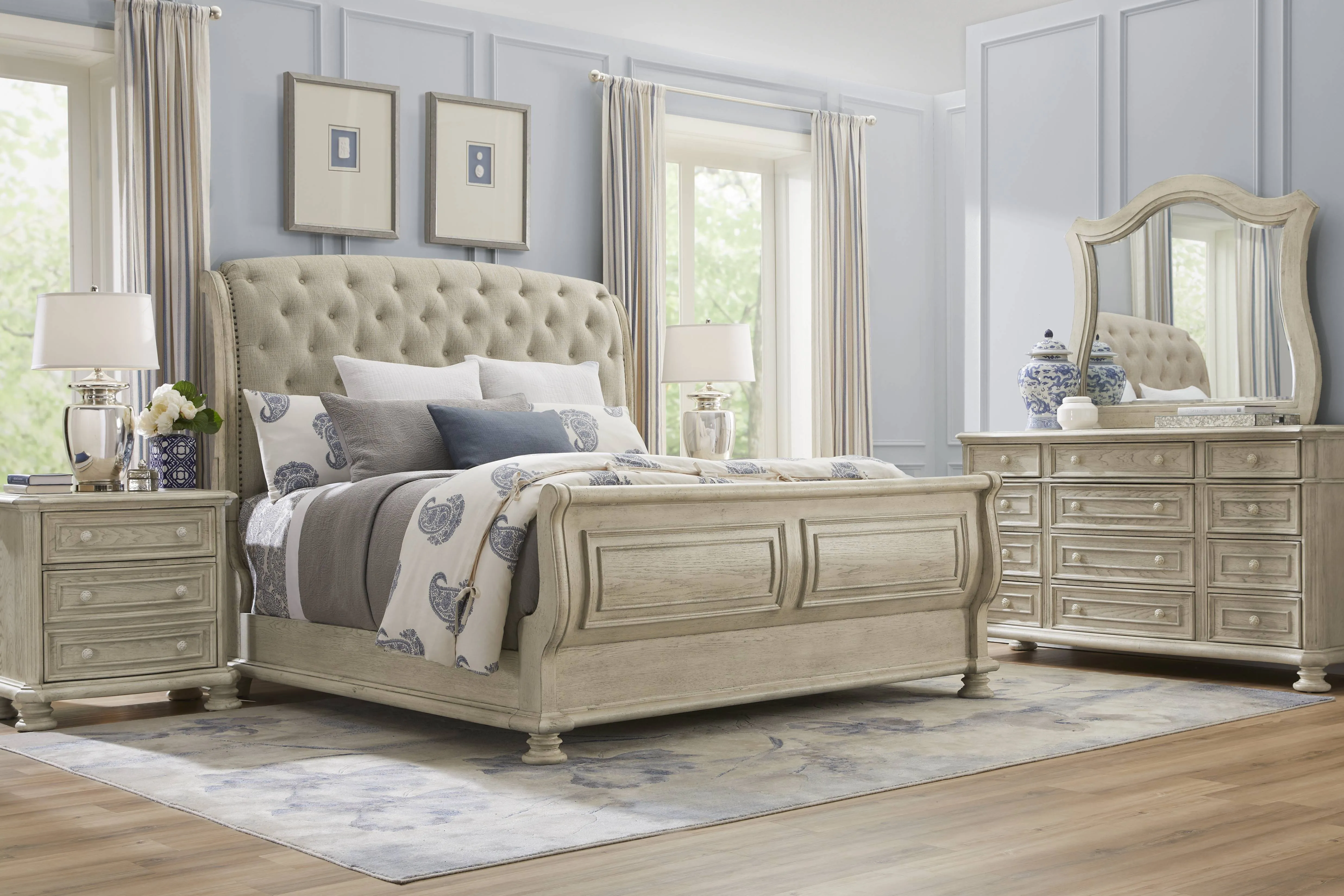 Armitage Off-White 5 Pc King Upholstered Bedroom