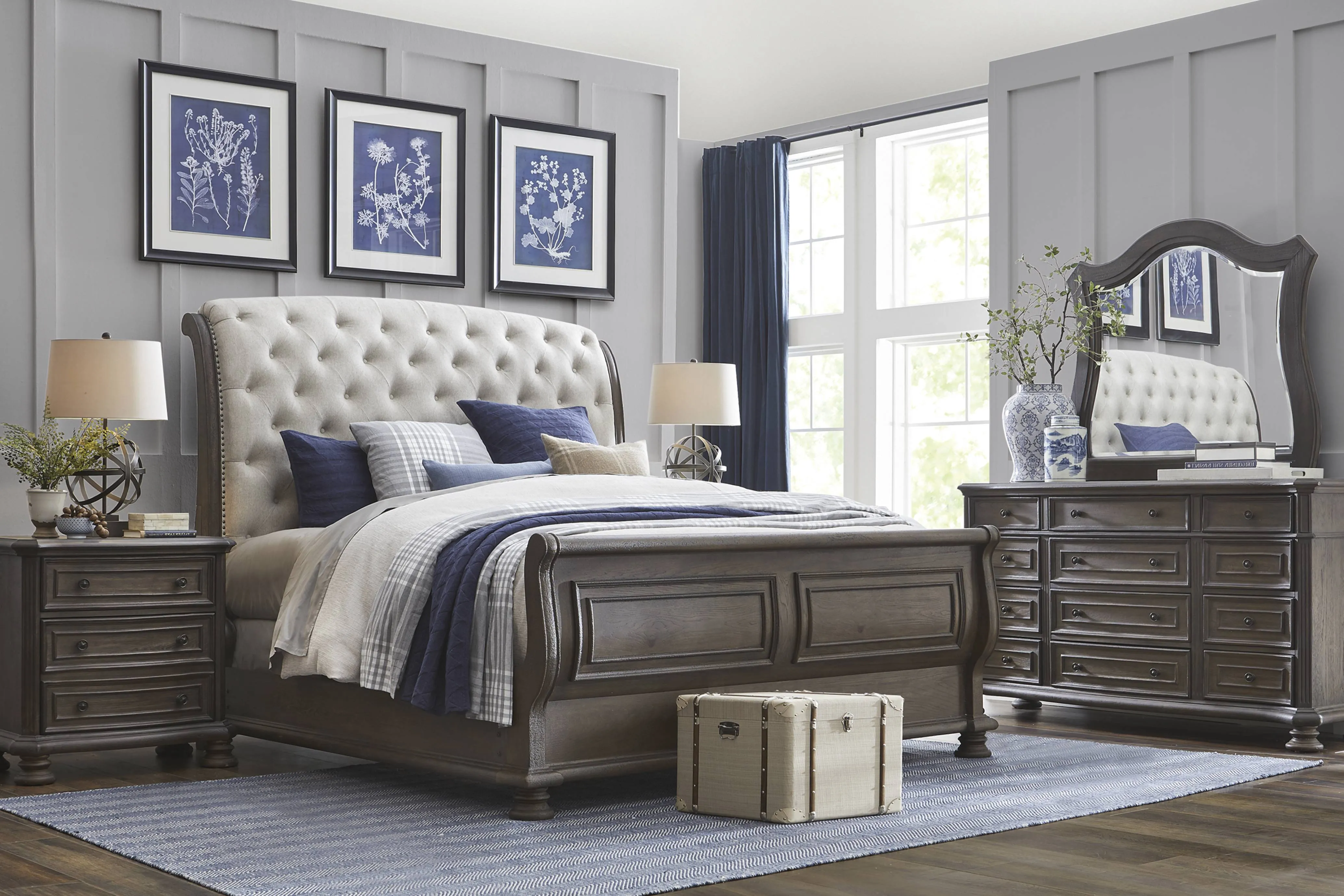 Armitage Dark Brown 5 Pc King Upholstered Bedroom