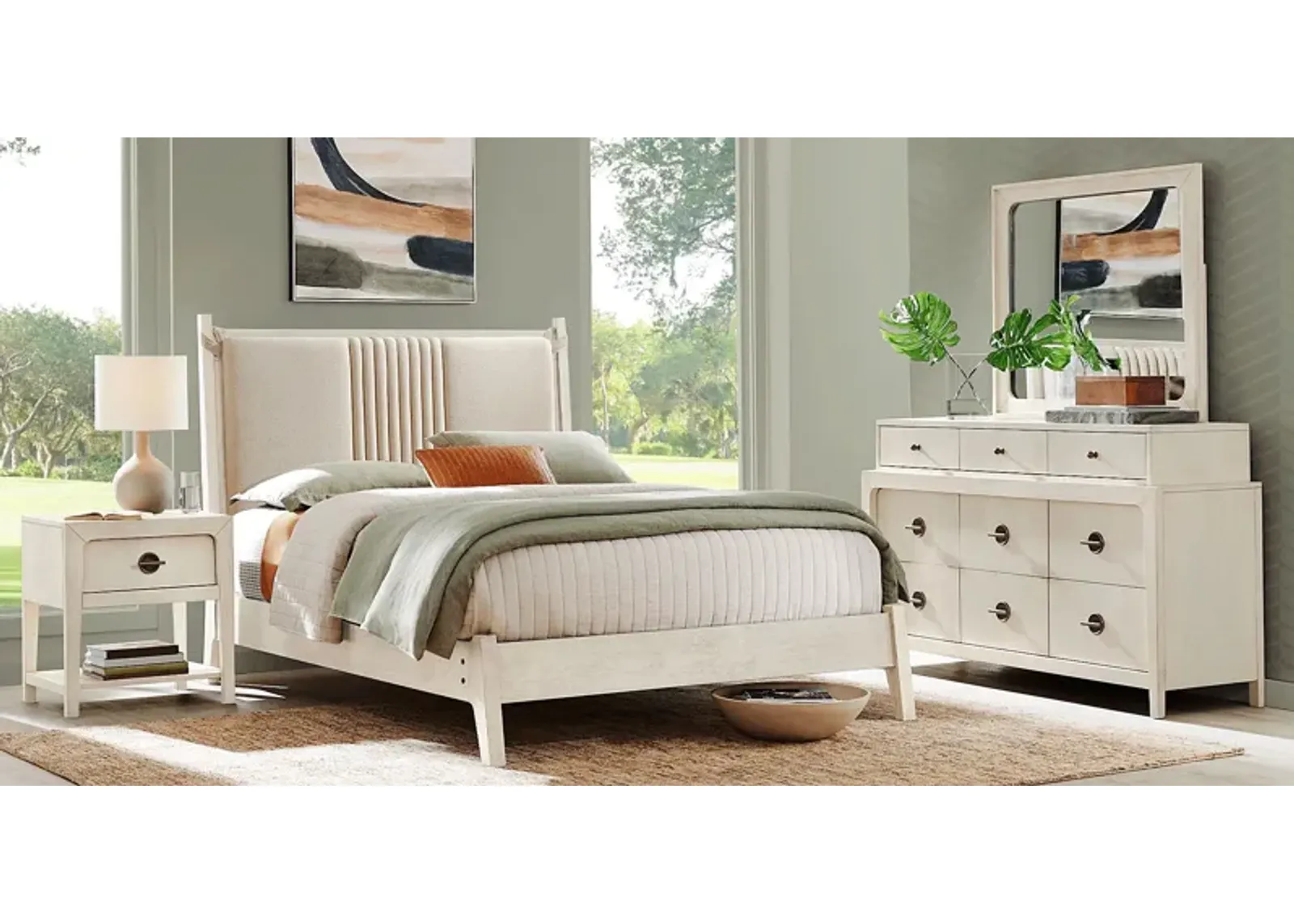 Jetty Beach White 5 Pc King Upholstered Bedroom