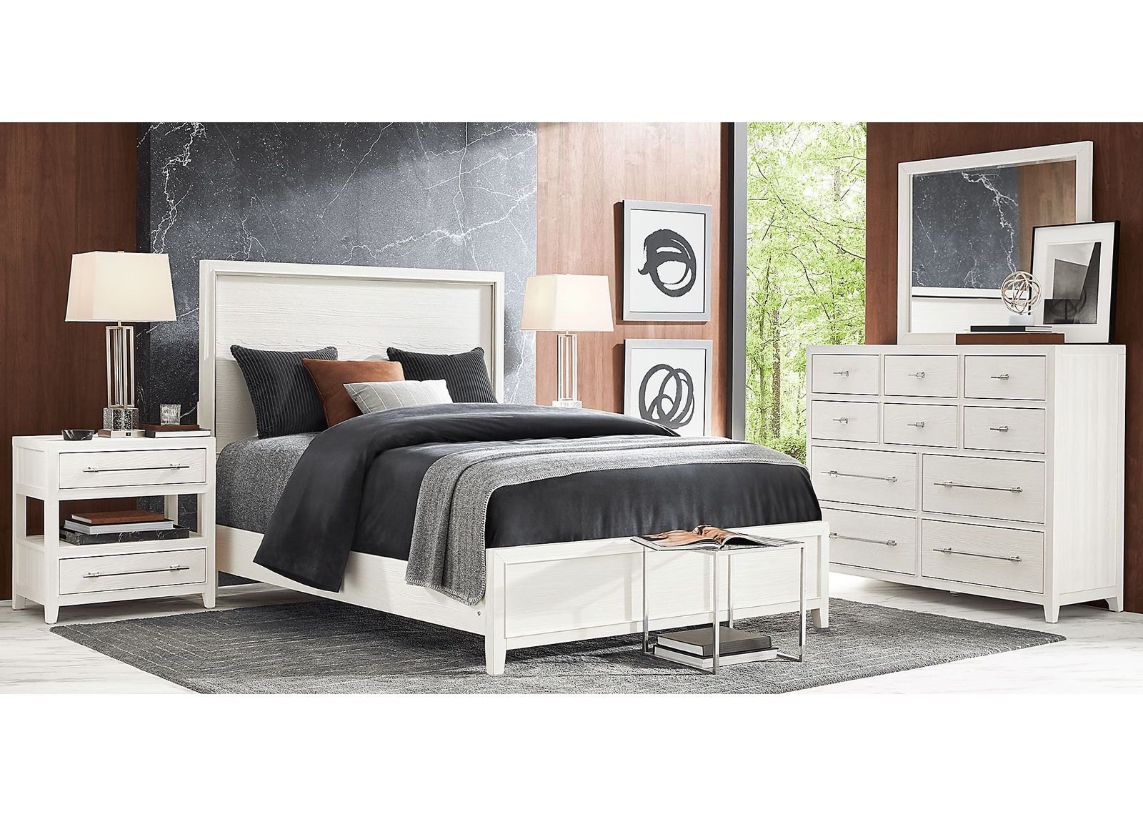 Aruba White 5 Pc King Panel Bedroom