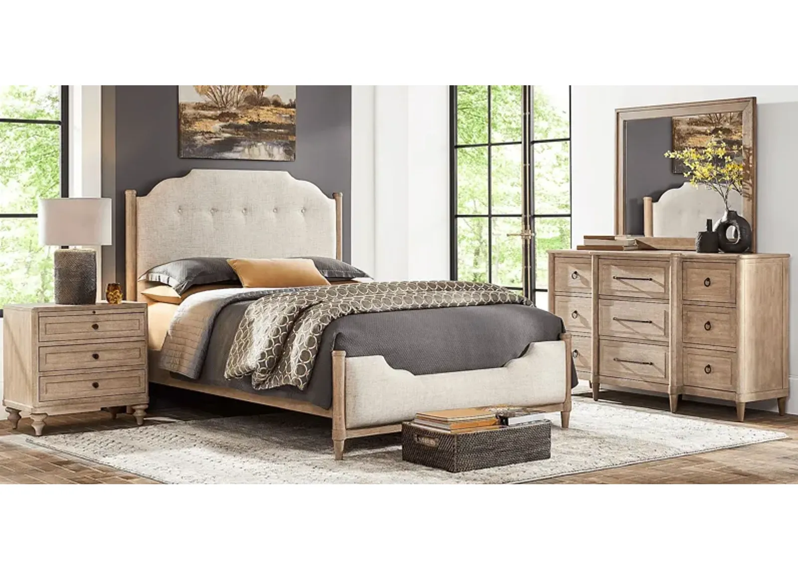 Oakwood Terrace Tan 5 Pc King Upholstered Bedroom