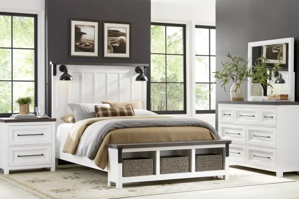 Tremblay Square White 5 Pc King Storage Bedroom