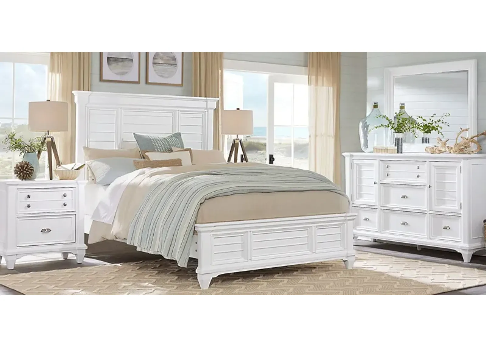 Hilton Head White 5 Pc King Panel Bedroom