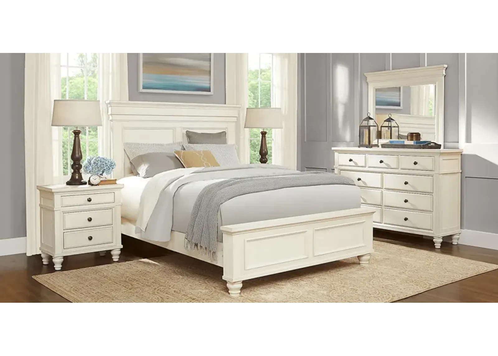 Lake Town Off-White 5 Pc King Panel Bedroom