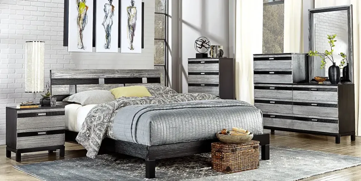 Gardenia Silver 5 Pc King Platform Bedroom