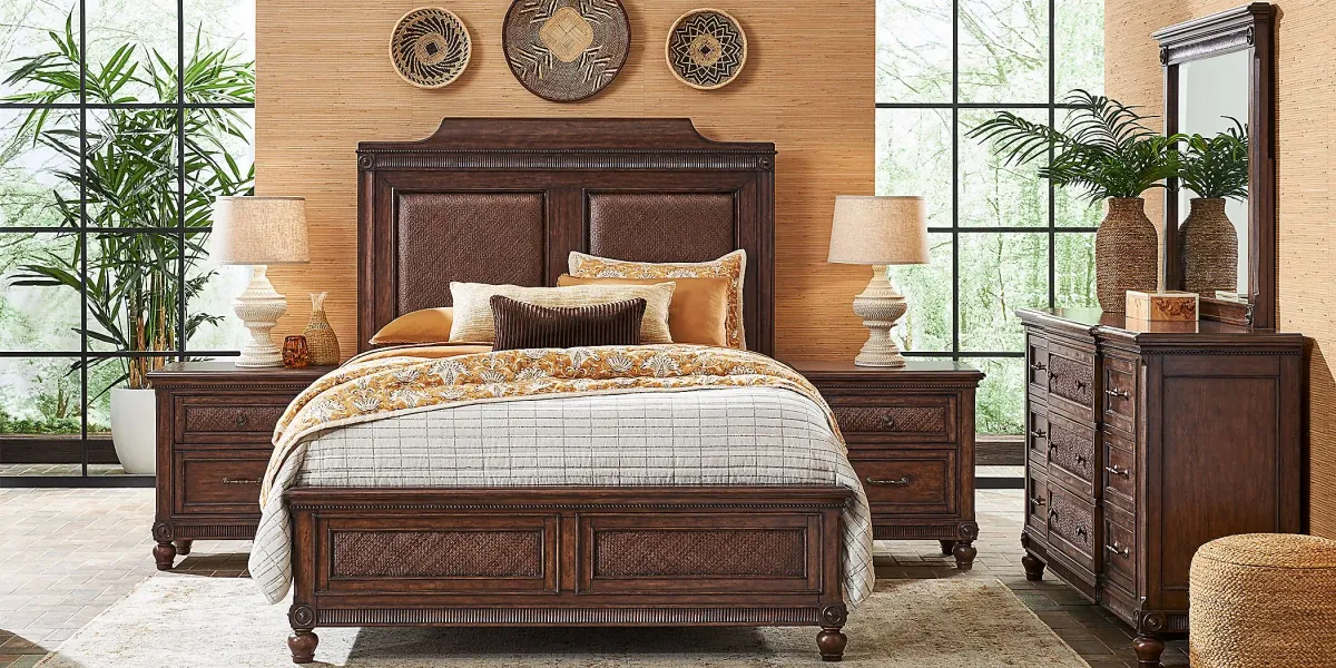 West Indies Brown 5 Pc King Panel Bedroom