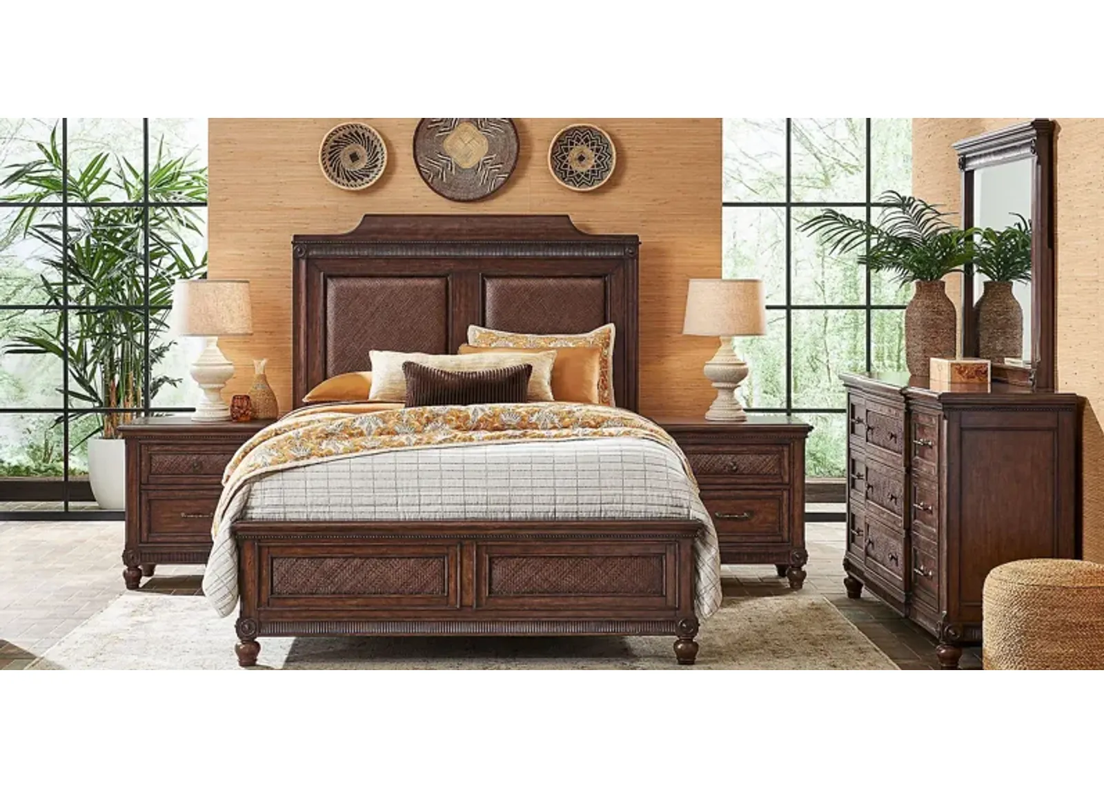 West Indies Brown 5 Pc King Panel Bedroom