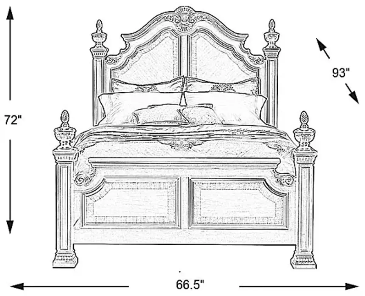 Cortinella Cherry 3 Pc Queen Poster Bed