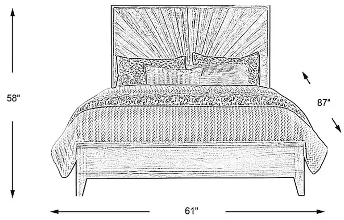 Cedona View Natural 3 Pc Queen Panel Bed