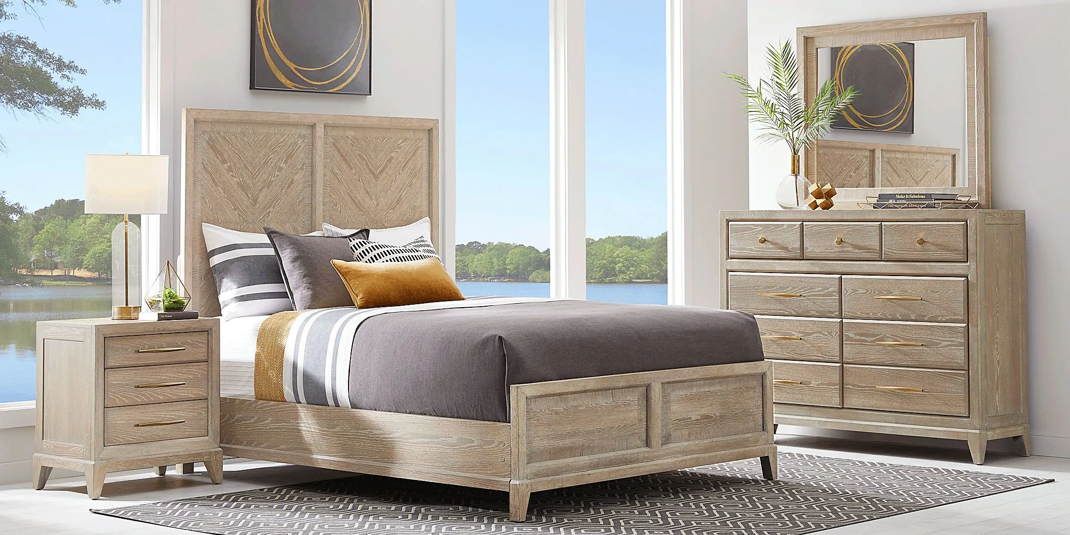 Kailey Park Light Oak 3 Pc Queen Panel Bed