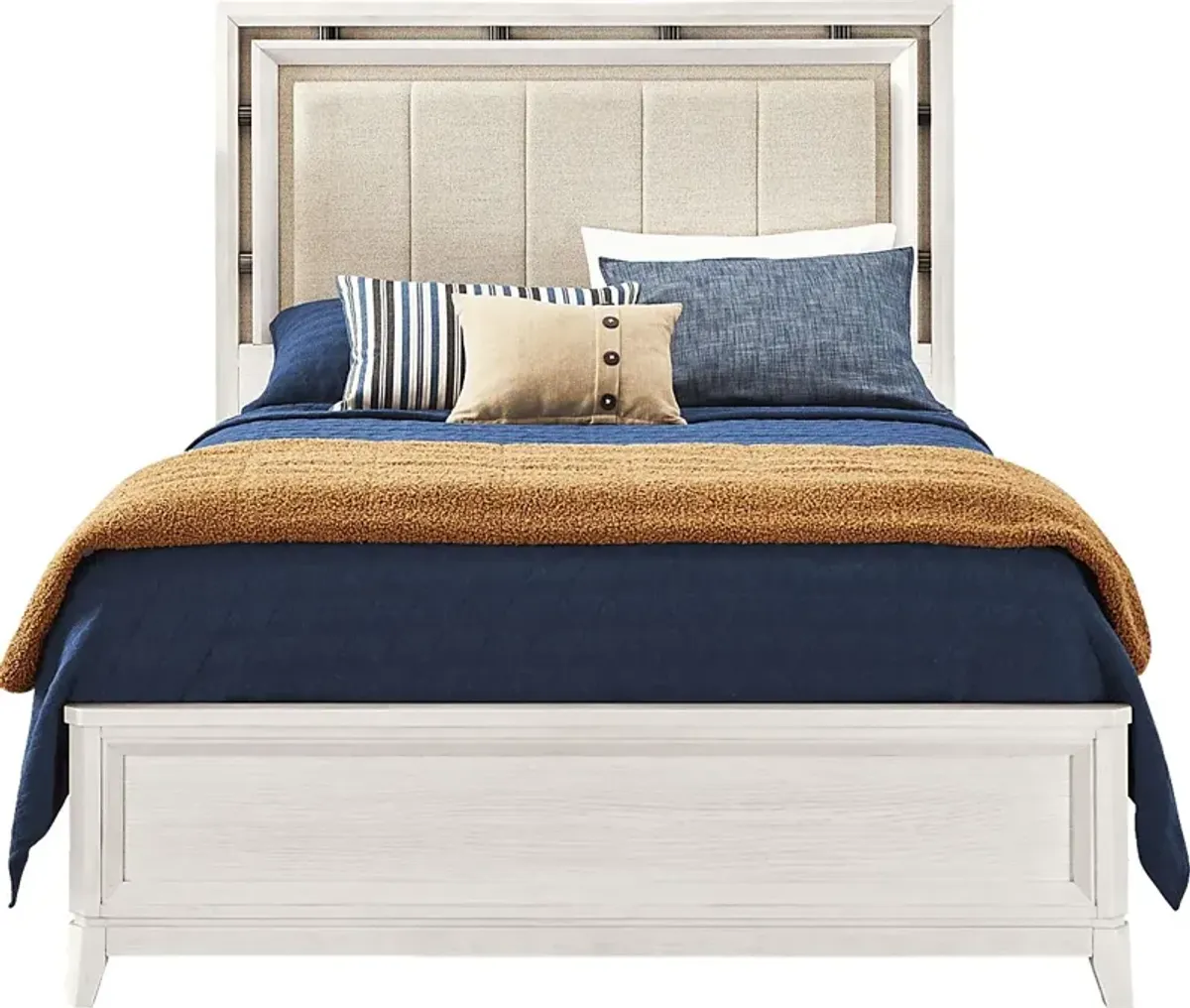 Heiress White 3 Pc Queen Upholstered Bed