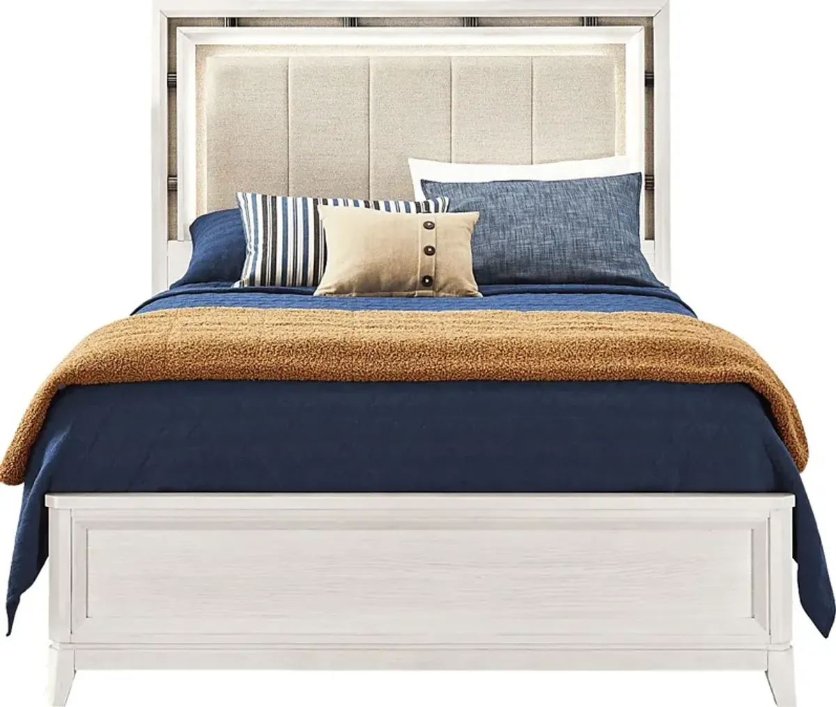 Heiress White 3 Pc Queen Upholstered Bed