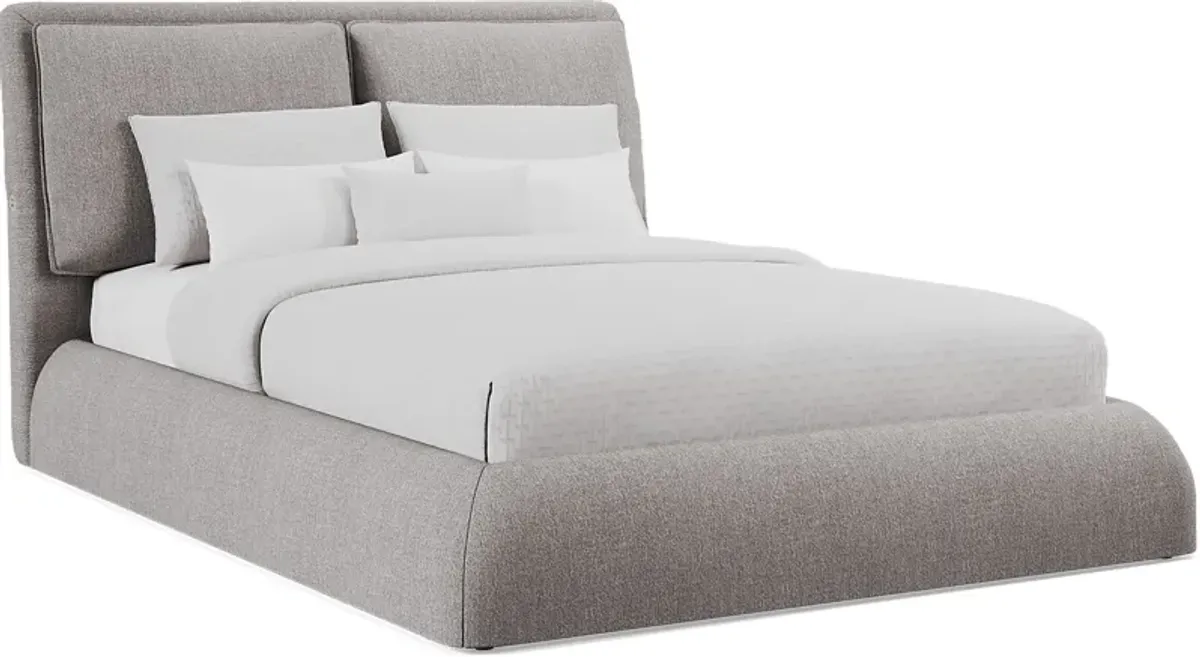 York Mills Gray 3 Pc Queen Upholstered Bed