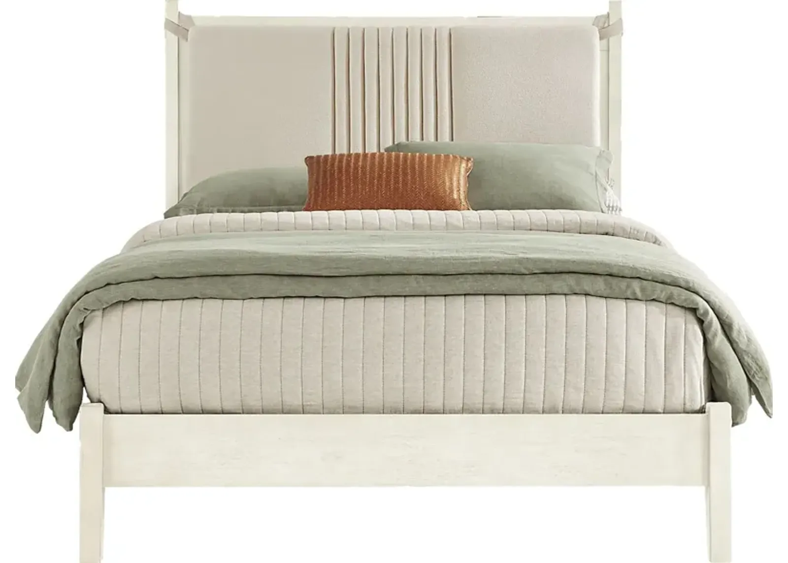 Jetty Beach White 3 Pc Queen Upholstered Bed