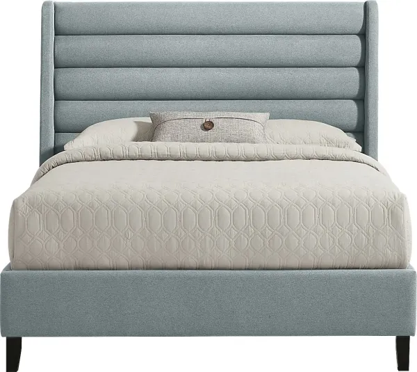 Genovia Light Blue 3 Pc Queen Upholstered Bed