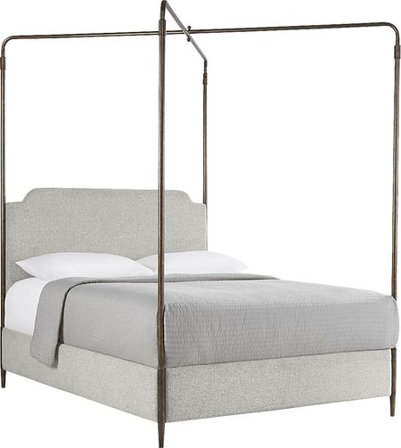 Amelia Point Bronze Queen Canopy Upholstered Bed