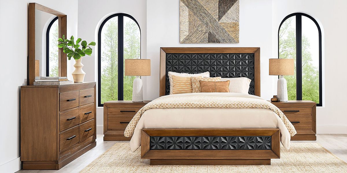 Midnight Jewel Honey 3 Pc Queen Panel Bed