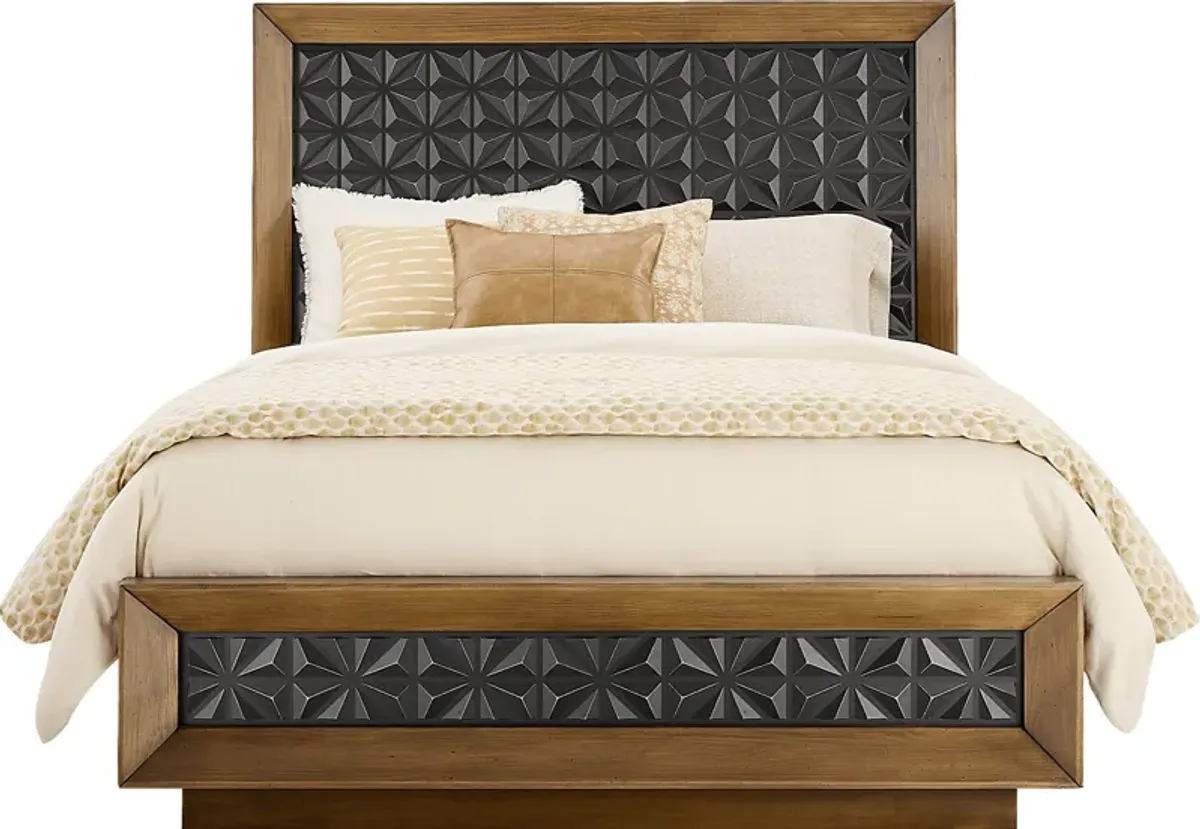 Midnight Jewel Honey 3 Pc Queen Panel Bed