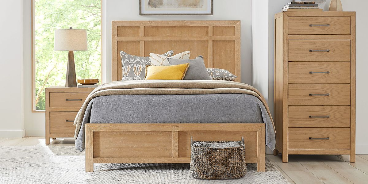 Woodley Natural 3 Pc Queen Panel Bed