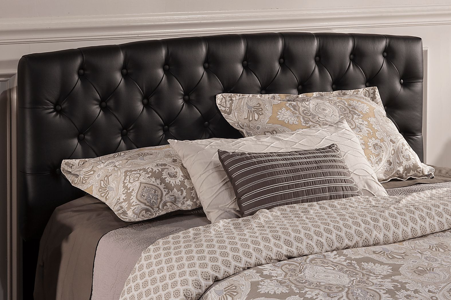 Cresta Black Queen Upholstered Headboard