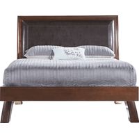 Belcourt Brown Cherry 3 Pc Queen Upholstered Sleigh Arch Bed