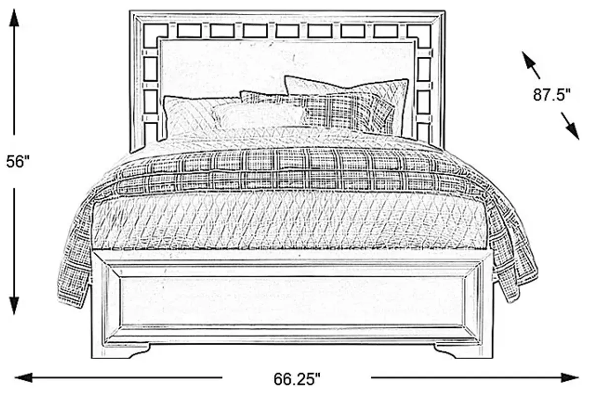 Belcourt Black 3 Pc Queen Lattice Bed